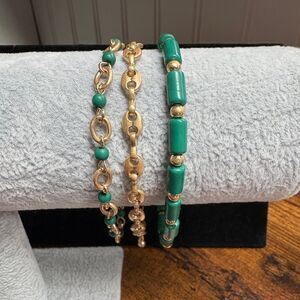 Sonoma 3 PCS Gold and Green Elegant Bracelet Set